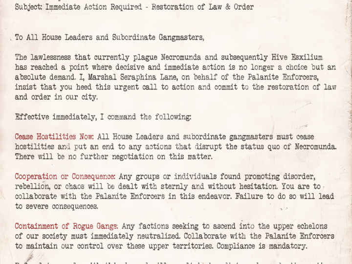 Crafting Immersive Campaigns in Necromunda: Start With a Template Letter!