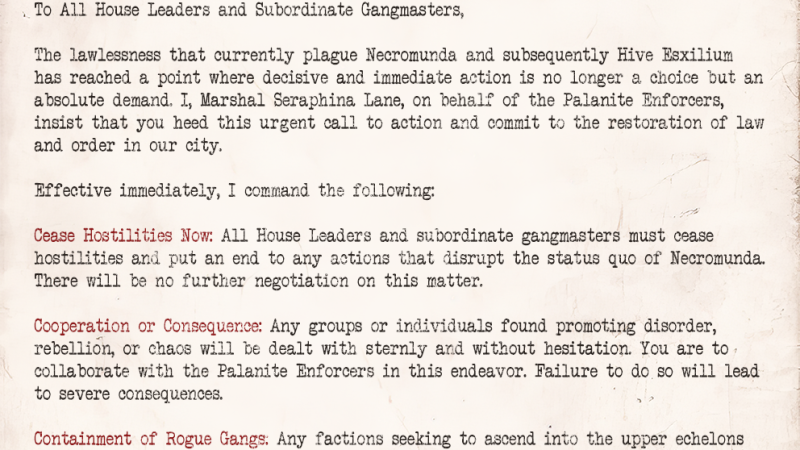 Crafting Immersive Campaigns in Necromunda: Start With a Template Letter!