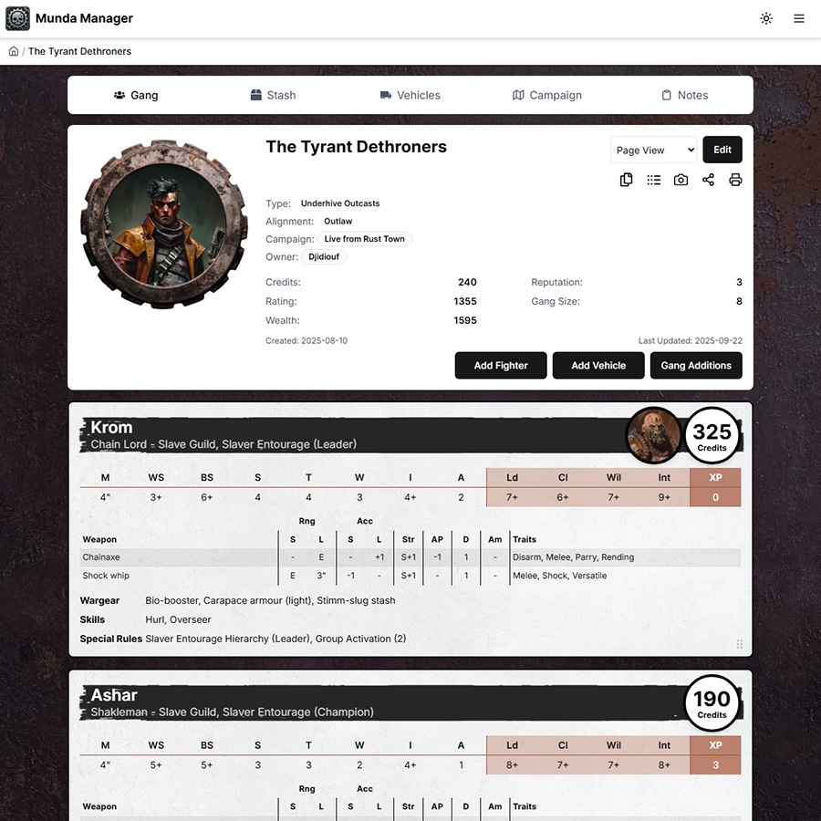 Munda Manager Updates! Custom Images, Dark Mode, and Custom Fighters! Bastions of Law Enforcers Coming the 27th!